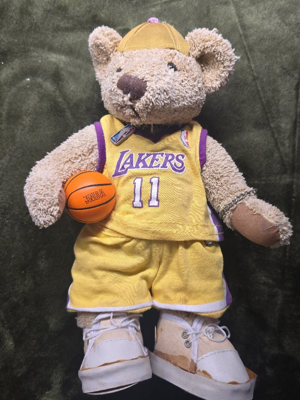 Lakers Karl Malone #11 NBA Plush Teddy Bear with Jersey, Cap, Shoes & Basketball